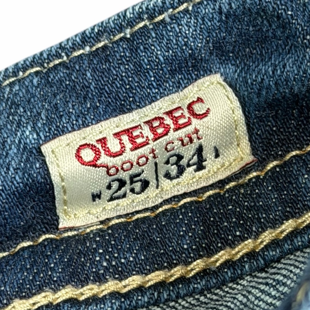 MEK Denim Dark Wash Low Rise Paint Splatter Quebec Boot Cut Jeans - Size 25/34 - Picture 9 of 15